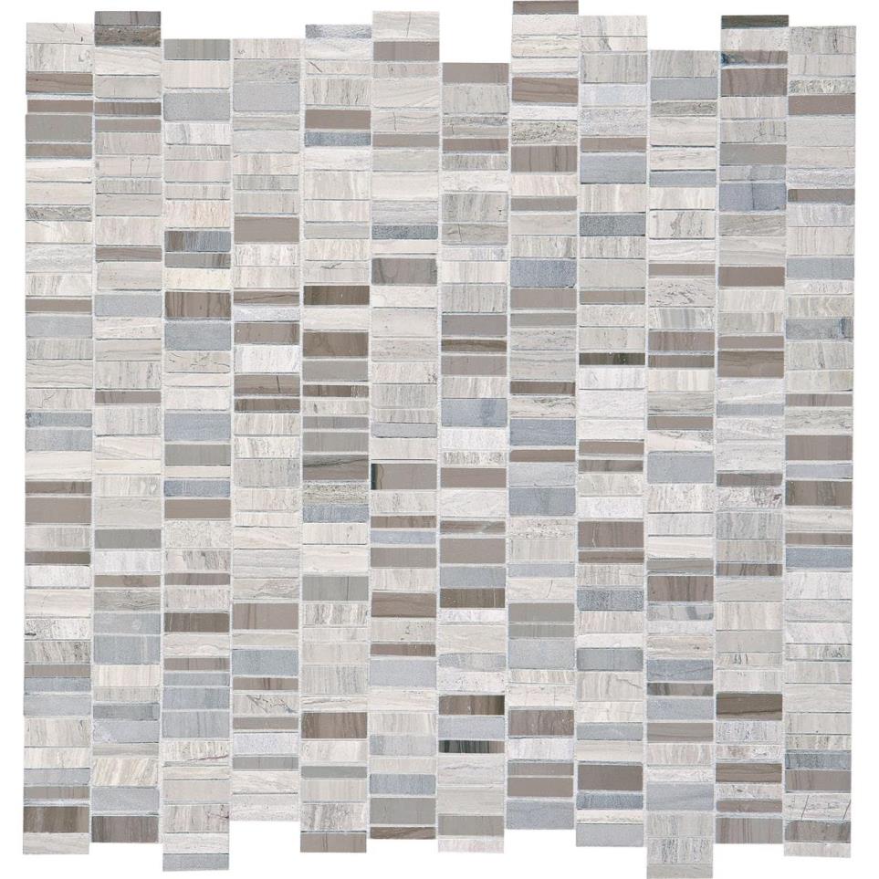 Decorative Accents Random Linear 1 Mm 12X12 Straight Edge Mx by Daltile - Chenille White/Silver Screen Mix