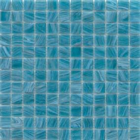 Swirl Glossy Glass 1X1 Mosaic On 12X12 - Aqua Swatch