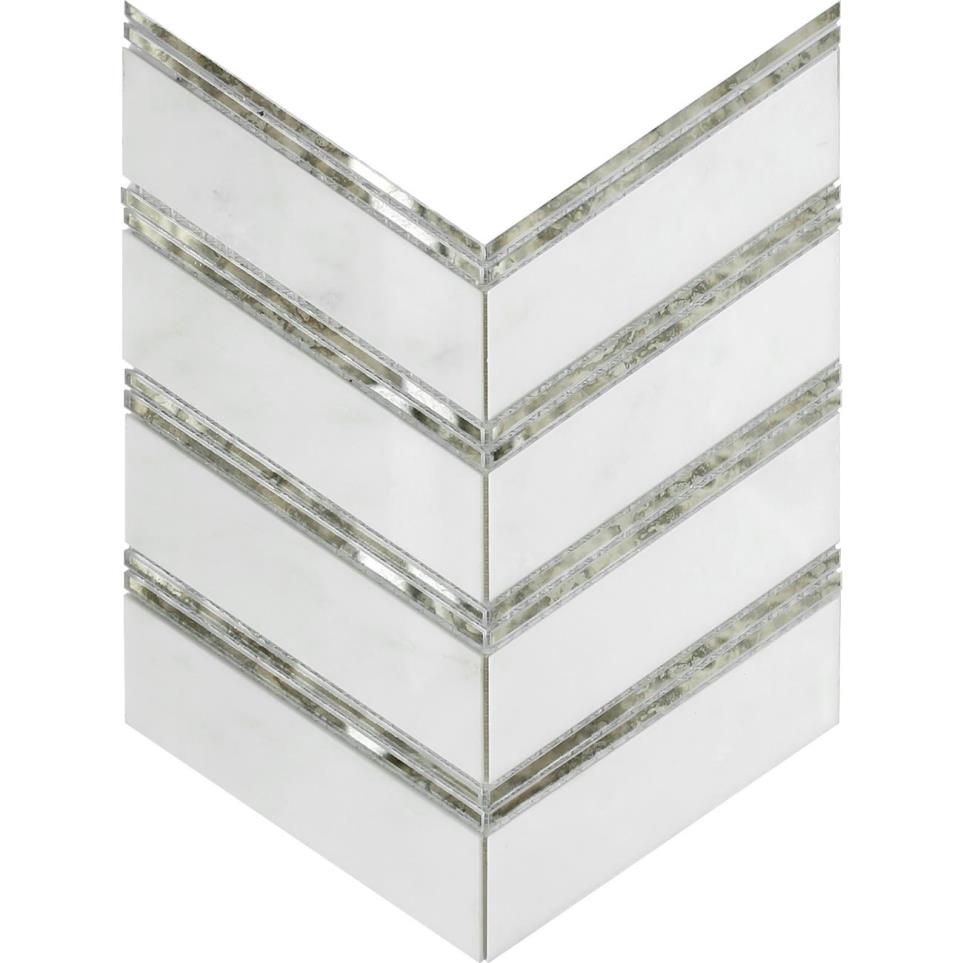 Intrigue Chevron Stone  Glass Blend Mosaic 12X12 by Emser Tile, LLC - Mirror