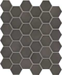 Savvy Glossy 2 Hexagon Mosaic 11X12 - Pewter Swatch