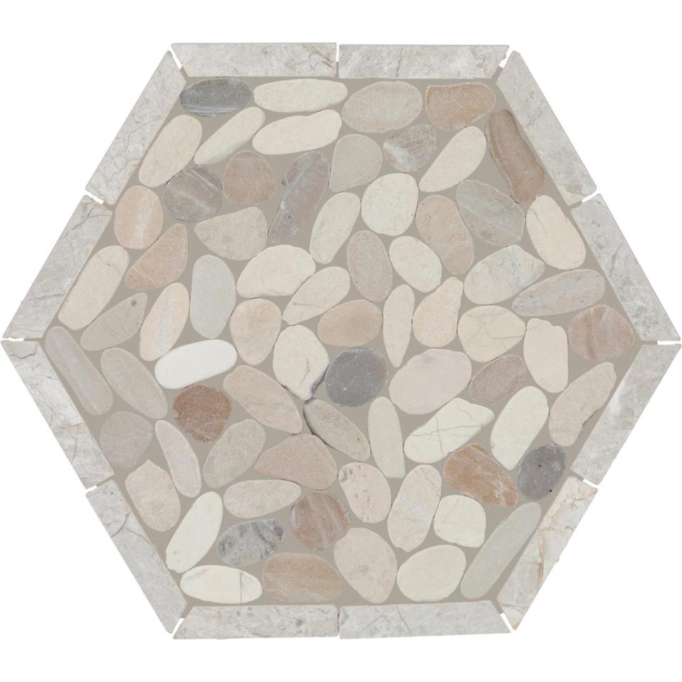 Pebble Oasis Framed Hex Pebble Mm 12X10 Tm by Bel Terra - Seashell Tumbled