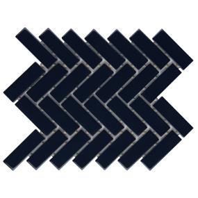 Color Wheel Mosaic Herringbone 1X3 Dm 9X12 Gl Grp3 - Navy Glossy Swatch