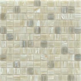 Swirl Glossy Glass 1X1 Mosaic On 12X12 - Cream Swatch