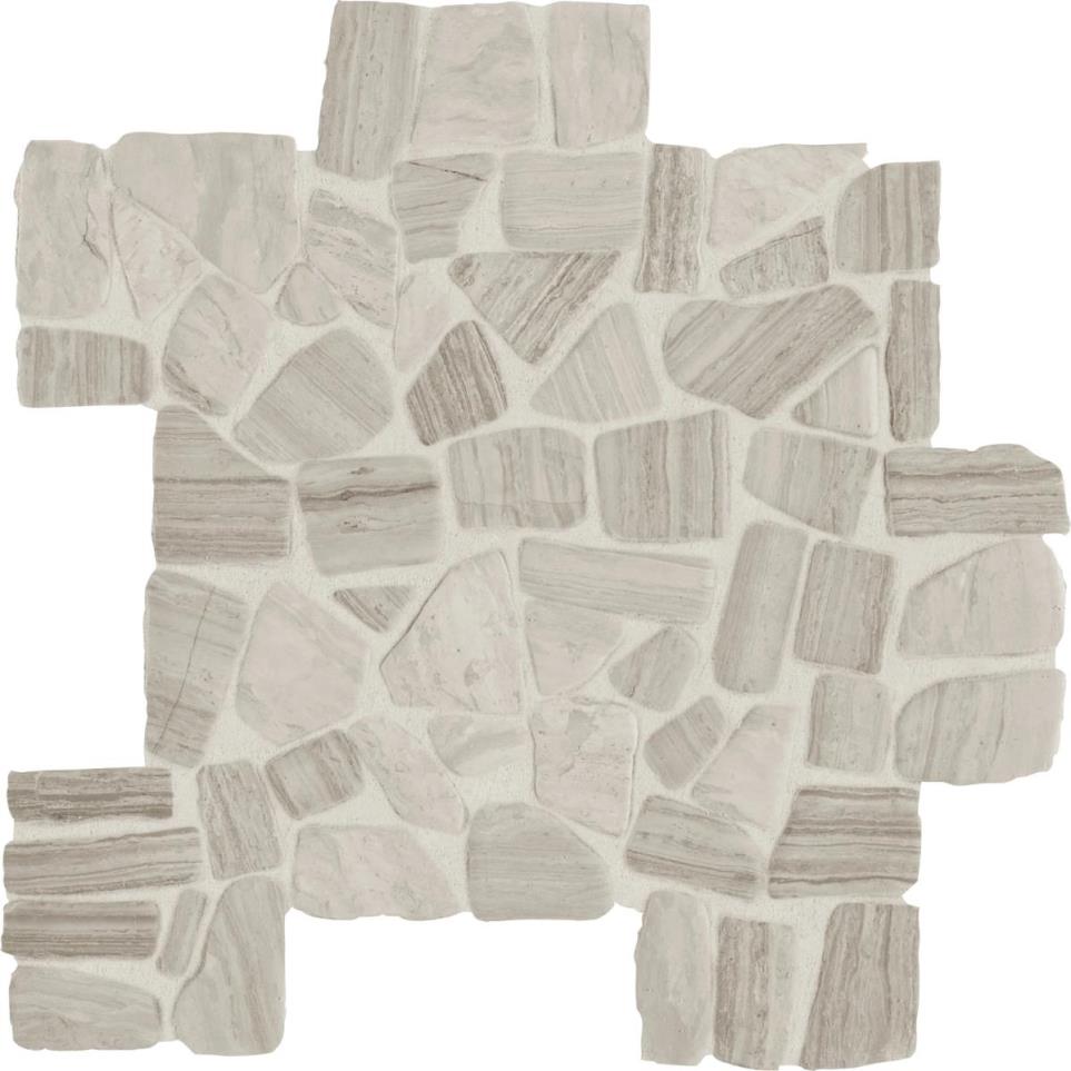 Decorative Accents River Pebble Irregular Shape Mm 12X12 Straight Edge Pl by Daltile - Chenille White Polished
