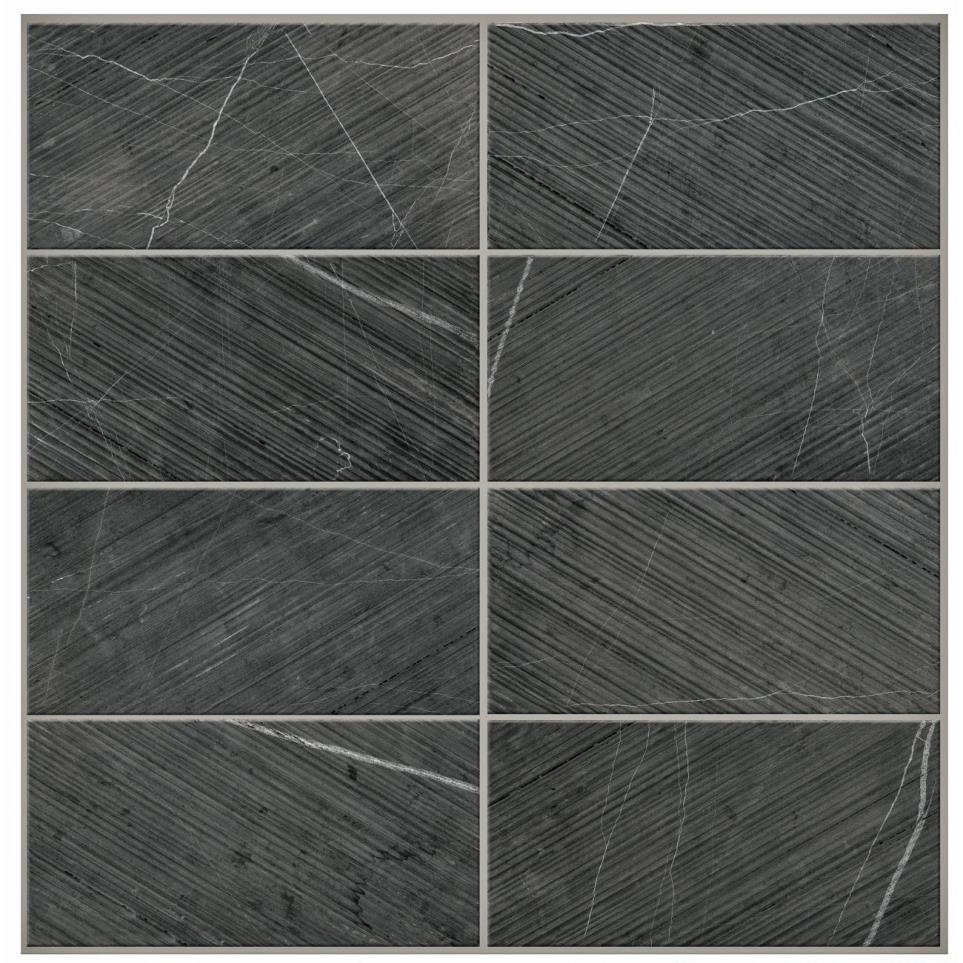 Pietra Divina Bamboo 6X12 Mm 12X12 Straight Edge Hn by Bel Terra - Nero Marquina Honed
